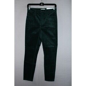LOFT The Skinny High Rise Dark Wash Green Velour Petite Size 26/2 Casual NWT